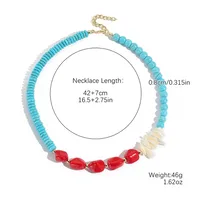 Geometric Retro Bohemian Alloy Turquoise Pendant Necklace Multi Charms Necklace Wholesale sku image 12