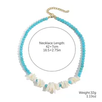 Geometric Retro Bohemian Alloy Turquoise Pendant Necklace Multi Charms Necklace Wholesale sku image 5