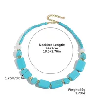Geometric Retro Bohemian Alloy Turquoise Pendant Necklace Multi Charms Necklace Wholesale sku image 8