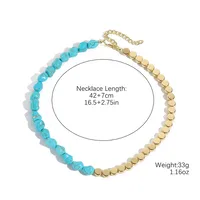 Geometric Retro Bohemian Alloy Turquoise Pendant Necklace Multi Charms Necklace Wholesale sku image 6