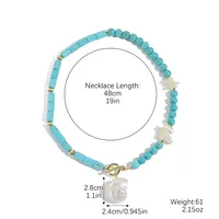 Geometric Retro Bohemian Alloy Turquoise Pendant Necklace Multi Charms Necklace Wholesale sku image 17
