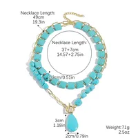 Geometric Retro Bohemian Alloy Turquoise Pendant Necklace Multi Charms Necklace Wholesale main image 2
