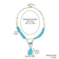 Geometric Retro Bohemian Alloy Turquoise Pendant Necklace Multi Charms Necklace Wholesale sku image 7