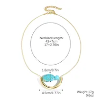Geometric Retro Bohemian Alloy Turquoise Pendant Necklace Multi Charms Necklace Wholesale sku image 3