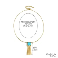 Geometric Retro Bohemian Alloy Turquoise Pendant Necklace Multi Charms Necklace Wholesale sku image 4