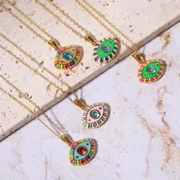 Devil's Eye Vintage Style 304 Stainless Steel Pendant Necklace Enamel Plating Lobster Trigger Clasp Closure main image 1