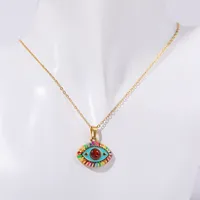 Devil's Eye Vintage Style 304 Stainless Steel Pendant Necklace Enamel Plating Lobster Trigger Clasp Closure sku image 1