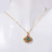 Devil's Eye Vintage Style 304 Stainless Steel Pendant Necklace Enamel Plating Lobster Trigger Clasp Closure sku image 2