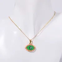 Devil's Eye Vintage Style 304 Stainless Steel Pendant Necklace Enamel Plating Lobster Trigger Clasp Closure sku image 3