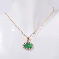 Devil's Eye Vintage Style 304 Stainless Steel Pendant Necklace Enamel Plating Lobster Trigger Clasp Closure sku image 4