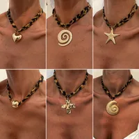 Geometric Heart Shape Flower Streetwear Alloy Cotton Pendant Necklace Wholesale main image 1
