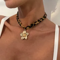 Geometric Heart Shape Flower Streetwear Alloy Cotton Pendant Necklace Wholesale sku image 2