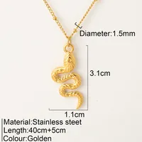 Snake Retro Classic Style 304 Stainless Steel Pendant Necklace Plating Lobster Trigger Clasp Closure sku image 3