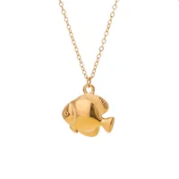 Fish Cute Simple Style Titanium Steel Pendant Necklace Plating Lobster Trigger Clasp Closure main image 4