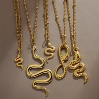 Serpent Rétro Style Classique Acier Inoxydable 304 Pendentif Placage Fermeture À Boucle De Type Homard main image 1