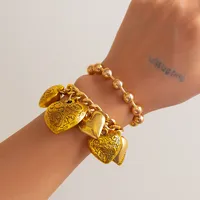 Retro Classic Style Metal Heart Shape Women's Jewelry Set sku image 2