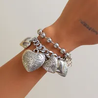 Retro Classic Style Metal Heart Shape Women's Jewelry Set sku image 3