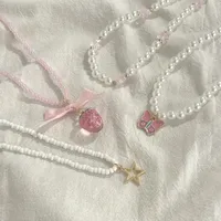 Bow Knot Cute Acrylic Imitation Pearl Alloy Necklace Wholesale main image 5