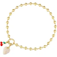 Strawberry Sweet Copper Pendant Necklace Spring Ring Trigger Clasp Closure sku image 4