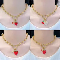 Strawberry Sweet Copper Pendant Necklace Spring Ring Trigger Clasp Closure main image 3