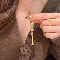 Geometric Vintage Style Copper Pendant Necklace Plating Lobster Trigger Clasp Closure main image 3