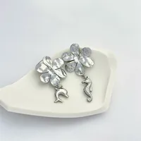 1 Pair Hippocampus Flower Classic Style 304 Stainless Steel Drop Earrings sku image 2