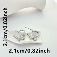 1 Paire Forme De Cœur Abeille Style Classique Acier Inoxydable 304 Boucles D'Oreilles main image 2