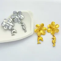 1 Pair Hippocampus Flower Classic Style 304 Stainless Steel Drop Earrings main image 1