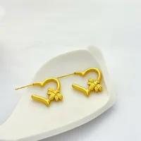 1 Paire Forme De Cœur Abeille Style Classique Acier Inoxydable 304 Boucles D'Oreilles main image 3
