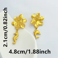 1 Paire Hippocampe Fleur Style Classique Acier Inoxydable 304 Boucles D'oreilles main image 2