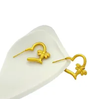1 Paire Forme De Cœur Abeille Style Classique Acier Inoxydable 304 Boucles D'Oreilles main image 4