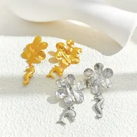 1 Pair Hippocampus Flower Classic Style 304 Stainless Steel Drop Earrings main image 4
