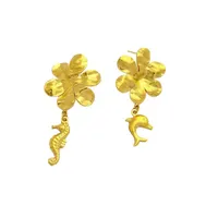 1 Pair Hippocampus Flower Classic Style 304 Stainless Steel Drop Earrings main image 5