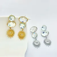 1 Pair Geometric Classic Style 304 Stainless Steel Zircon Drop Earrings main image 1
