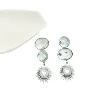 1 Pair Geometric Classic Style 304 Stainless Steel Zircon Drop Earrings main image 3