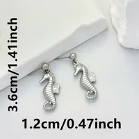 1 Paire Hippocampe Style Classique Acier Inoxydable 304 Boucles D'oreilles main image 2