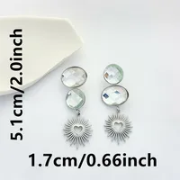 1 Pair Geometric Classic Style 304 Stainless Steel Zircon Drop Earrings main image 2