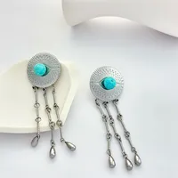 1 Paire Géométrique Rétro Acier Inoxydable 304 Boucles D'oreilles main image 3