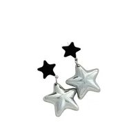 1 Paire Star Rétro Acier Inoxydable 304 Boucles D'oreilles main image 3