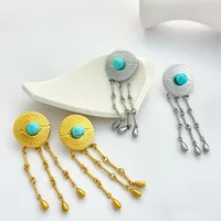 1 Paire Géométrique Rétro Acier Inoxydable 304 Boucles D'oreilles main image 1