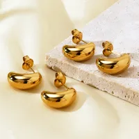 1 Pair Water Droplets Elegant Lady Simple Style 304 Stainless Steel 18K Gold Plated Ear Studs main image 1