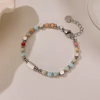 Geometric Elegant Retro Lady 304 Stainless Steel Shoushan Stone Agate Bracelets Wholesale main image 4