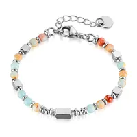 Geometric Elegant Retro Lady 304 Stainless Steel Shoushan Stone Agate Bracelets Wholesale sku image 4