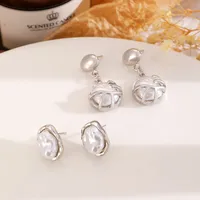 Lady Oversized Commute Alloy Copper Irregular Geometric Inlay Inlaid Gold Artificial Pearls Women's Jewelry Set sku image 3