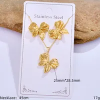 Casual Glam Lady 304 Stainless Steel Geometric Heart Shape K Gold Plated Women's Jewelry Set sku image 7