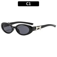 Oval Frame Casual Solid Color Ac Gradient Tinted Lenses Full Frame Women's Sunglasses sku image 1