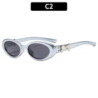 Oval Frame Casual Solid Color Ac Gradient Tinted Lenses Full Frame Women's Sunglasses sku image 2