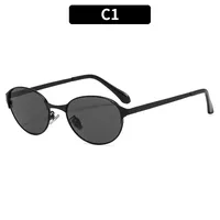 Oval Frame Casual Solid Color Ac Gradient Tinted Lenses Full Frame Women's Sunglasses sku image 1