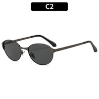 Oval Frame Casual Solid Color Ac Gradient Tinted Lenses Full Frame Women's Sunglasses sku image 2
