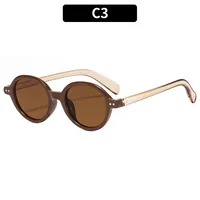 Round Frame Casual Solid Color Ac Full Frame Women's Sunglasses sku image 3